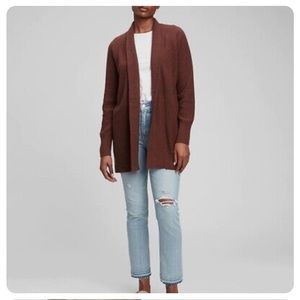 GAP Open-Front Merino Blend Cardigan Sweater SZ Small in Burnt Russet Brown